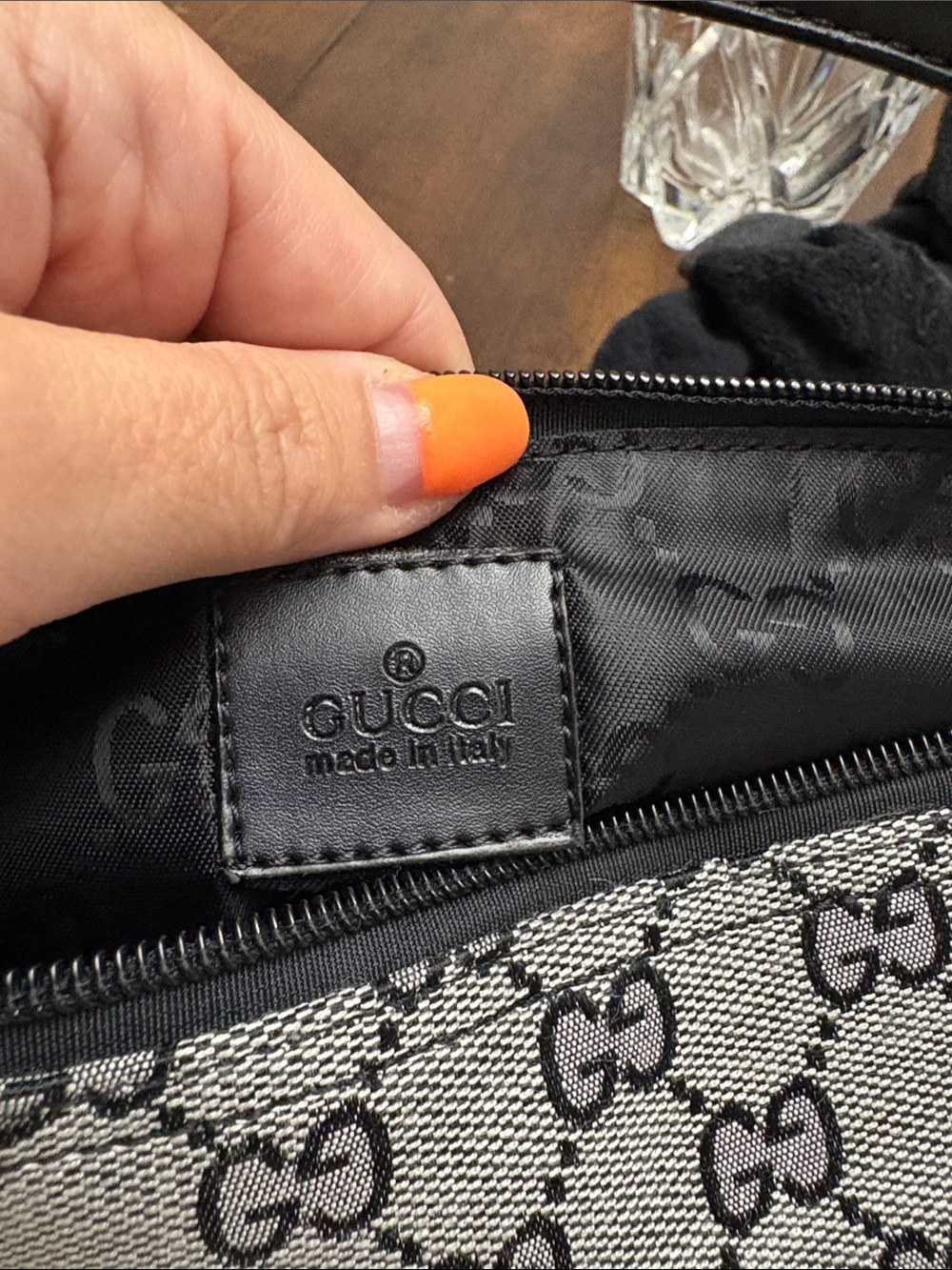 GG Gray and Black Canvas Wristlet with dust bag. New with tags. - Picture 9 of 11